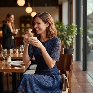 Chic Navy Lace Midi Dress
